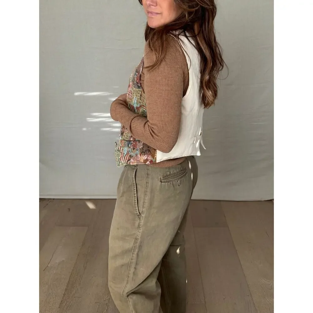 Vintage Tapestry Vest – Fitted 90s Cool Girl Layer - Picture 6 of 9